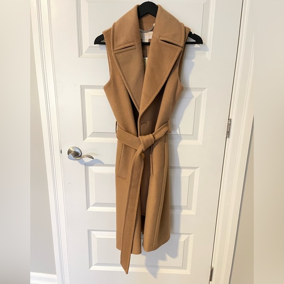 Michael Kors dark camel full length vest coat - Picture 1 of 14